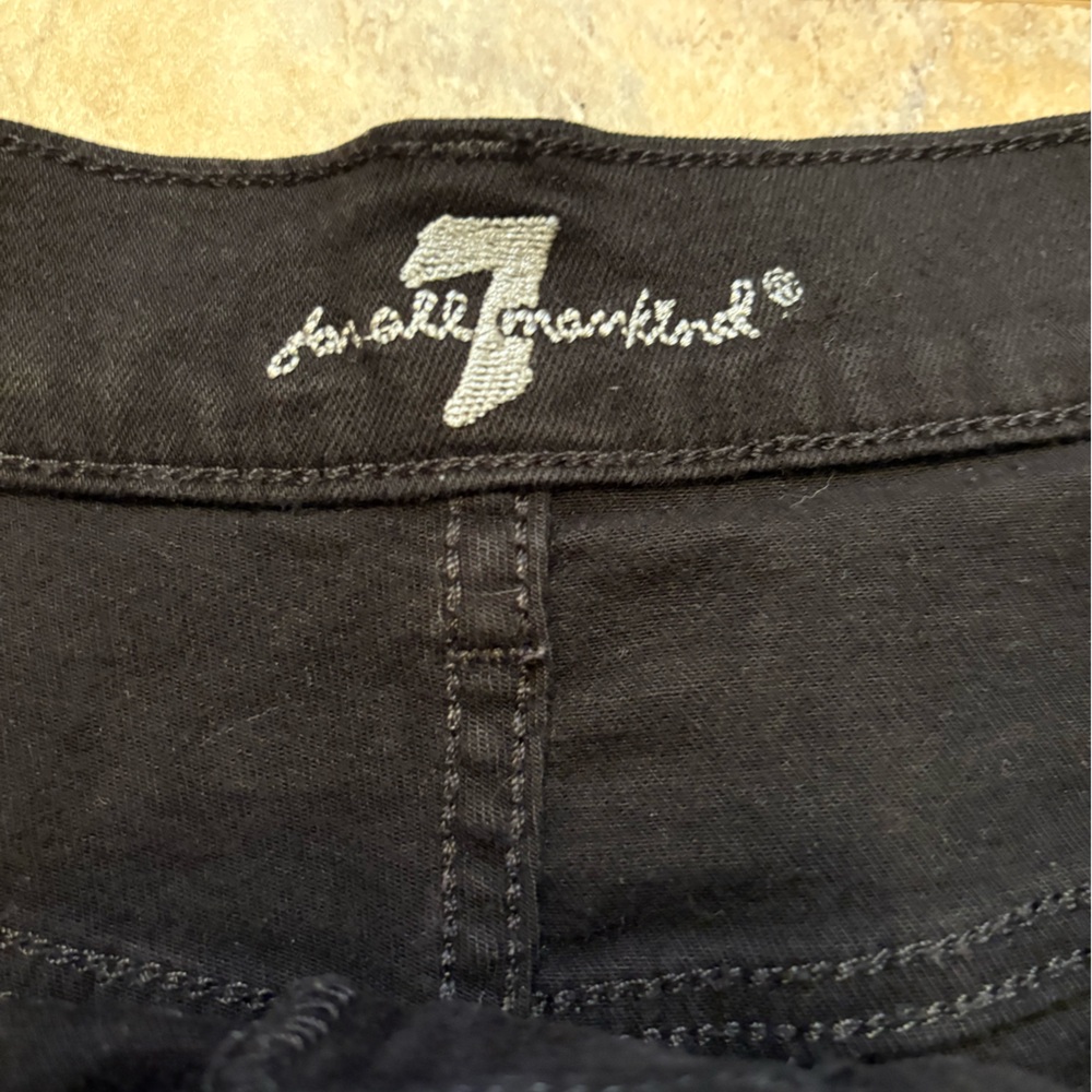 7 For All Mankind Black Cut Off Frayed Hem Mid Rise Black Denim Shorts Womens 31 - Picture 2 of 9